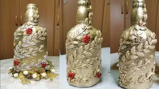BOTTLE ART /BOTTLE ART FOR HOME DECORATION/QUICK SIMPLE ART WITH CLAY/BOTTLE ART FOR BEGINNERS