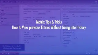Matrix Tips & Tricks | How to View previous Entries Without Going into History | DICE Corporation