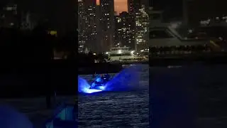 Spectacular capture of Four Winns boat on Sunday night at Government Cut in Miami Beach, Florida