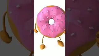 Donut walking white screen animation video #shorts #short #3d #animation #viral #cartoon #funny #2d