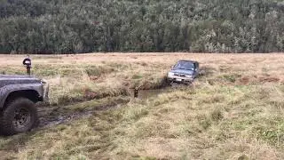 JDM R50 Terrano getting winched with bridle, Thompson's Flat