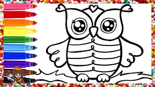 How To Draw An Owl 🦉🌈 Cute Drawings For Kids
