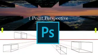 How to draw one point perspective city landscape - Photoshop Timelapse - Ep. 4