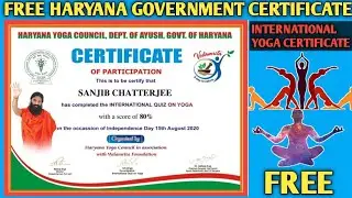 Yoga Certificate | International Yoga Certificate | Free Online Government Certificate | Free Certif