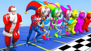 SANTA CLAUS, FREDDY FAZBEAR, POMNI IN THE AMAZING DIGITAL CIRCUS Join Running Challenge 
