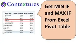 Find MIN IF and MAX IF From Excel Pivot Table