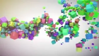 Abstract image of floating cubes