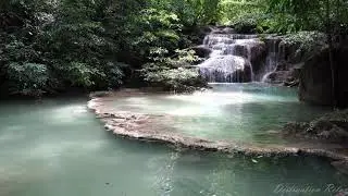[ 4K ] 1 Hour Relaxing beautiful waterfall with ambience sounds. Erawan National Park, Thailand.