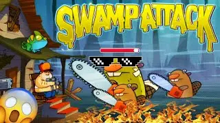 ПЕРВЫЙ БОС В СВАМП АТАК ЧУТЬ НЕ РАЗВАЛИЛ МОЙ ДОМ.Swamp Attack.ОТКРЫТО ИСПЫТАНИЕ И ЭПИЗОД 2.БОЛОТО.