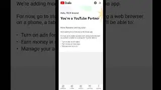 Monetization Enabled In YT Studio App 🤑