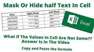 How To Mask Or Hide half Text In Cell I Hide from Right side I Hide From Left side in a simplest way