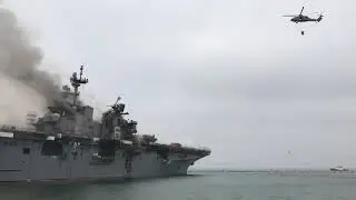 Десантный корабль ВМС США USS Bonhomme Richard выгорел до тла