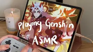 playing genshin on a cozy iPad pro setup | controller ASMR | chinese dub | dailies & hyakunin ikki