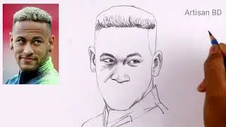 How To Draw Neymar Jr  Easy Pencil Sketch Portrait Tutorial 