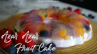 Agar Agar Jelly Fruit cake|No Bake Fruit Vegan cake|Quick and Easy recipe|Coconut milk Jelly cake#33