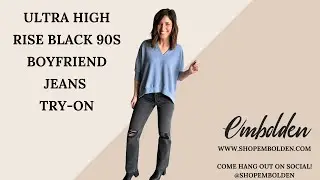 Ultra High Rise Black 90s Boyfriend Jeans