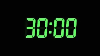 30 Seconds Digital Countdown Timer | Black Background | Green Text | No Sounds