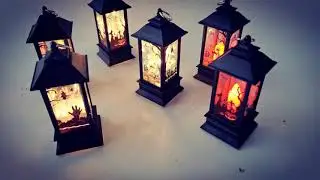 Halloween Decoration Led Candles Tea Light Vintage Castle Pumpkin Ghost Hanging LED Lantern Lamp