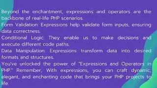 Expressions and Operators in PHP