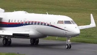 Brand New Aircraft! Bombardier Global Express taxi and take off, 4K Plane spotting