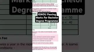 IGNOU Passing Marks For Bachelor Degree Programme #ignou #ignoupassingmarks #ignouupdate #ytshorts