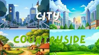City vs Countryside | English Lesson for Kids | ESL Vocabulary 🌆🌾