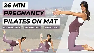 BEST PREGNANT WORKOUT | 26 MIN PRENATAL MAT PILATES | No Standing, MUSIC ONLY, 1st 2nd 3rd trimester