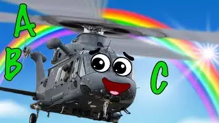 ABC Song. Doodle helicopter is singing a nursery rhyme. Sing-along.