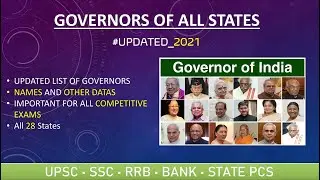 Governors of India 2021| All States & UTs | राज्यपाल | Till November 2021|| GK 2021| 