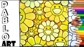 Coloring flowers with Yellow markers | Learn to Draw step by step
