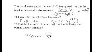 Given the area of a rectangle express the perimeter in terms of x
