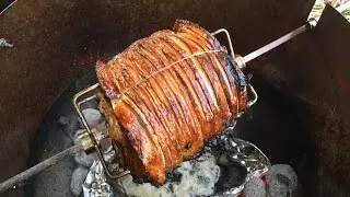 Porchetta on the BBQ rotisserie (Pork rolled with a delicious stuffing)