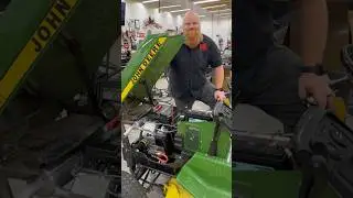 Retrofitting a John Deere 400 w/ a S.E.W 23hp Vanguard kit! #smallengine #retrofit #repower #shorts