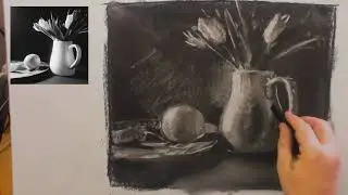 Charcoal Drawing Demonstration - Still Life