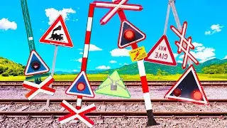【踏切アニメ】逆さまになってしまうふみきりカンカン😂😂😂Railroad crossing that gets turned upside down!!
