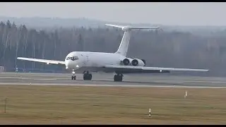 Ilushin Cargo Il-62 landing at Minsk National Airport on RW13L. Грузовой Ил-62 Rada Airlines