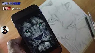 How To Draw Lion || Outline With Gridmethod || For Beginners || #lion #drawing #kishanguptaarts
