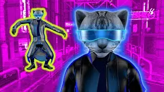 Cyberpunk dancing cat