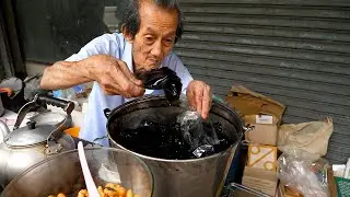 왓포 사원 근처에서 60년 이상 영업, 인기 짱! 할아버지 연두부와 젤리 - 태국 길거리음식