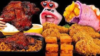 Jamaican Chicken, BBQ Chicken, Menbosha, Sweet Potato Donuts! ASMR Mukbang Eating Show!