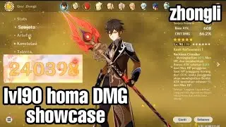 Lvl90 Zhongli with homa DMG showcase [ No food buff ] genshin impact