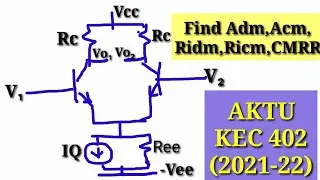 Analog Circuit Lecture 91/ BJT Differential Amplifier Small Signal Analysis