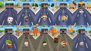 Talking Tom Gold Run Eco Angela VS Dino GENERAL SANTA TOM FARMER GINGER Witch PRINCESS Boss Fight