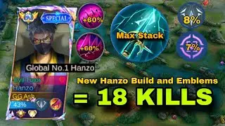 18 KILLS!! New Hanzo Build and Emblems 2024 ( Super Insane Damage) - MLBB