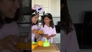 my kids make orange juice for the first time🙈 #shorts
