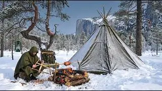 Crafting a Wooden Bowsaw by Firelight in a Snowy Forest | by @Swedwoods