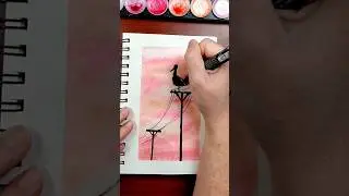 🤣 I drew that bird WAY too big... #dailyart #justforfun #sketchbook #watercolor #satisfyingart  #art