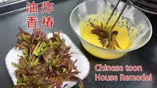 【Fried Chinese toon】Toona Sinensis，老房改造，油炸香椿-Fried eggs with chopped toons, House remodeling