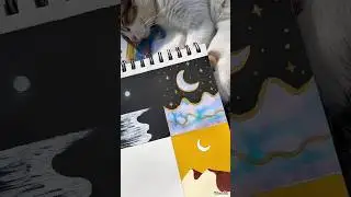 Very Easy Moonlight Painting💙✨|Part3#viral #shorts #trending #acrylicpainting #easypainting