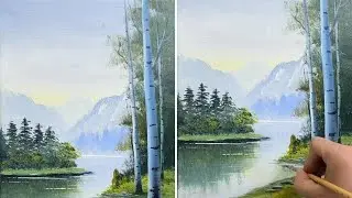 Painting Trees by The River || Acrylic Painting Tutorial STEP by STEP